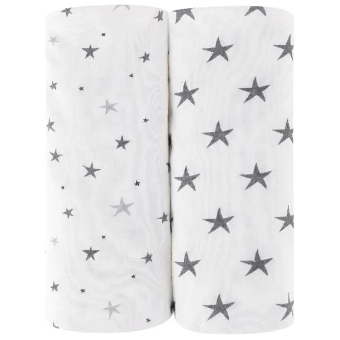 Waterproof Bassinet Sheet Set - Grey Stars