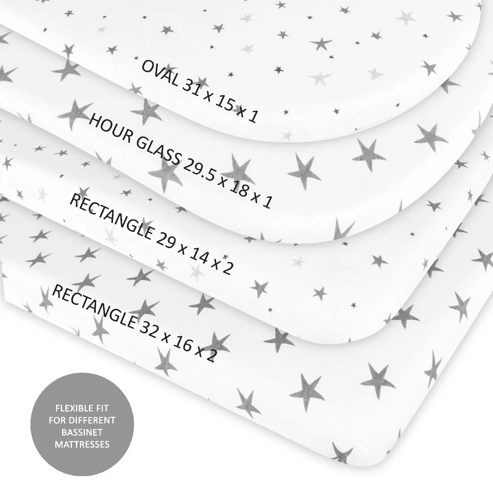 Waterproof Bassinet Sheet Set - Grey Stars