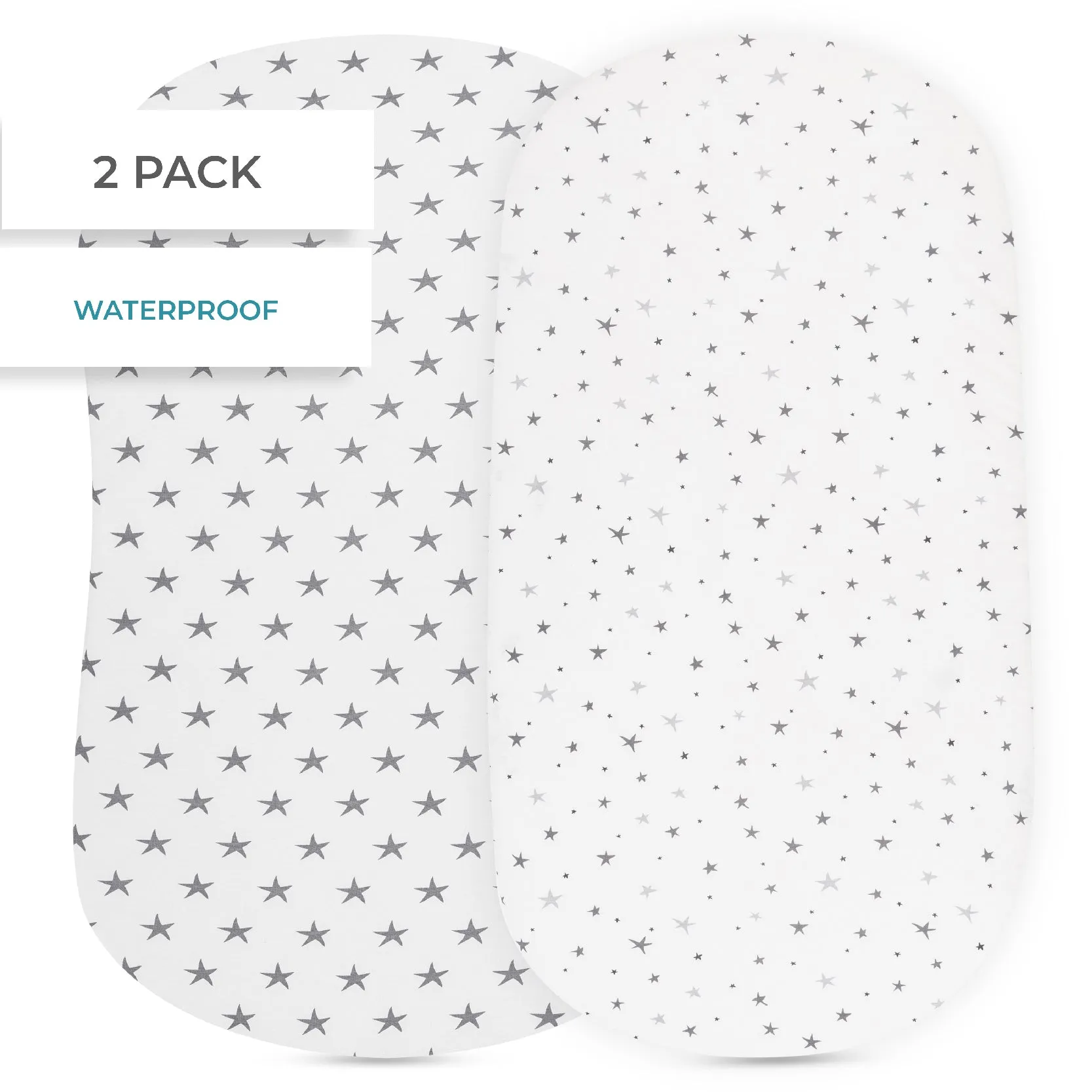 Waterproof Bassinet Sheet Set - Grey Stars