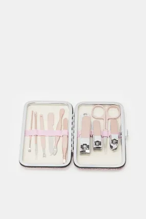 Women Pink Manicure Set With Case (10 Piece)