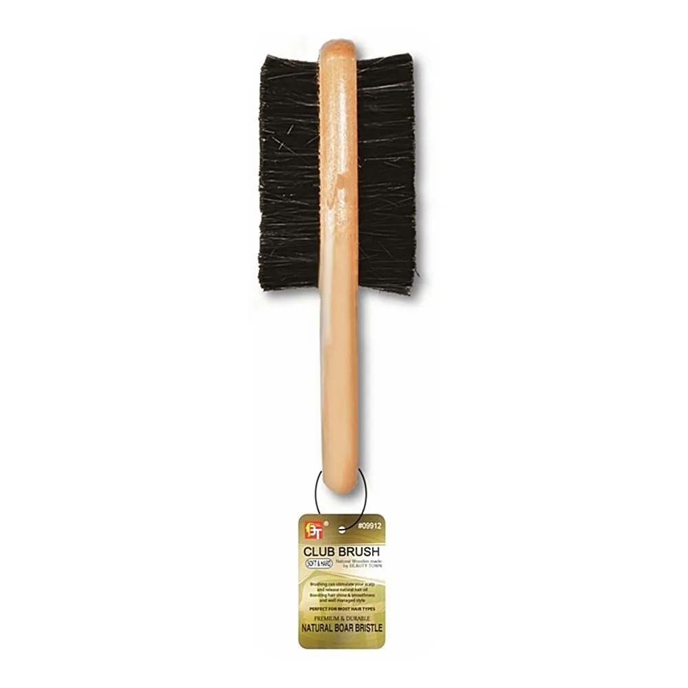 WOODEN CLUB BRUSH WITH BOAR BRISTLES (2-WAY)