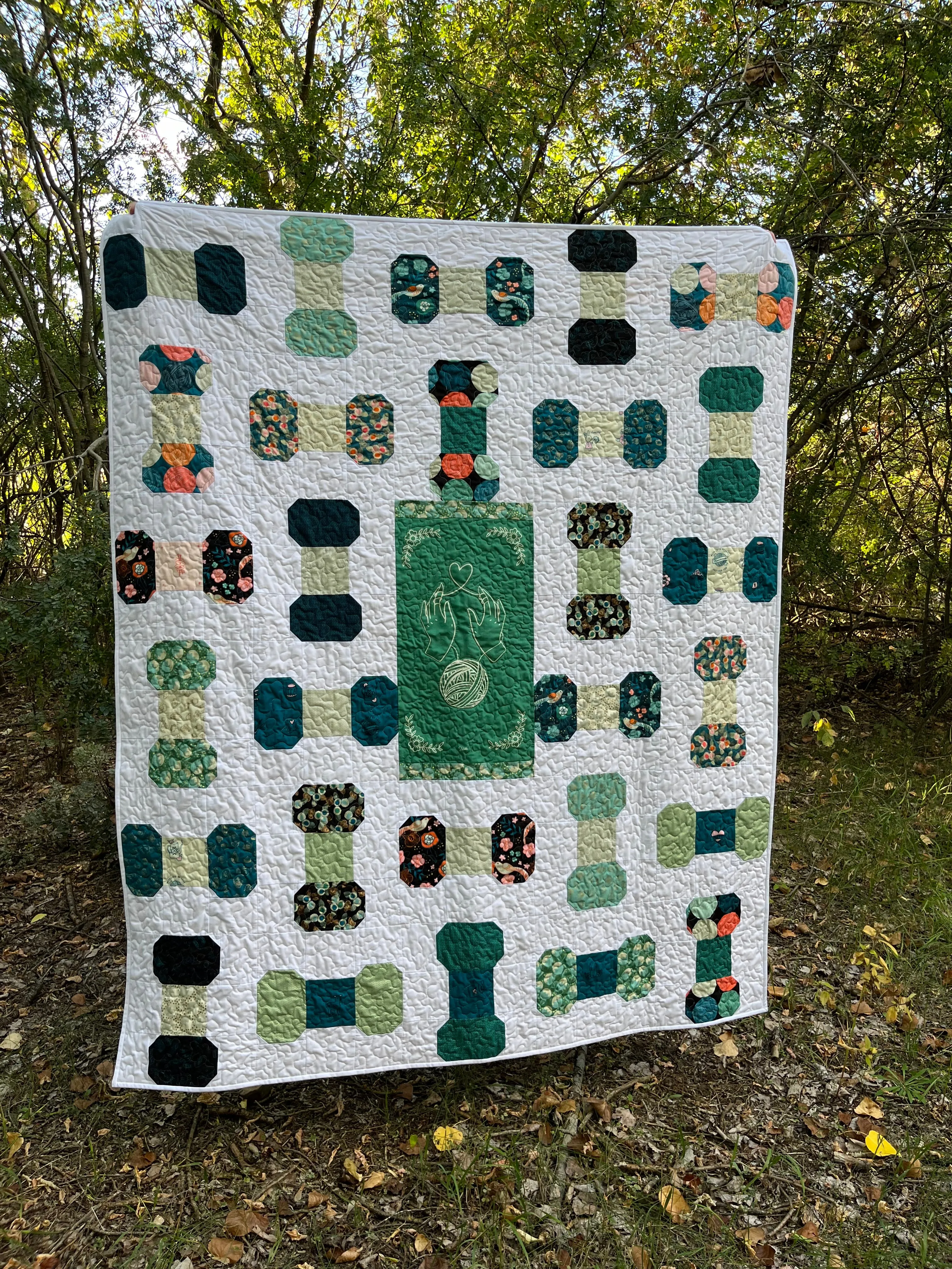 Yarn Themed Throw Quilt 60” x 72”