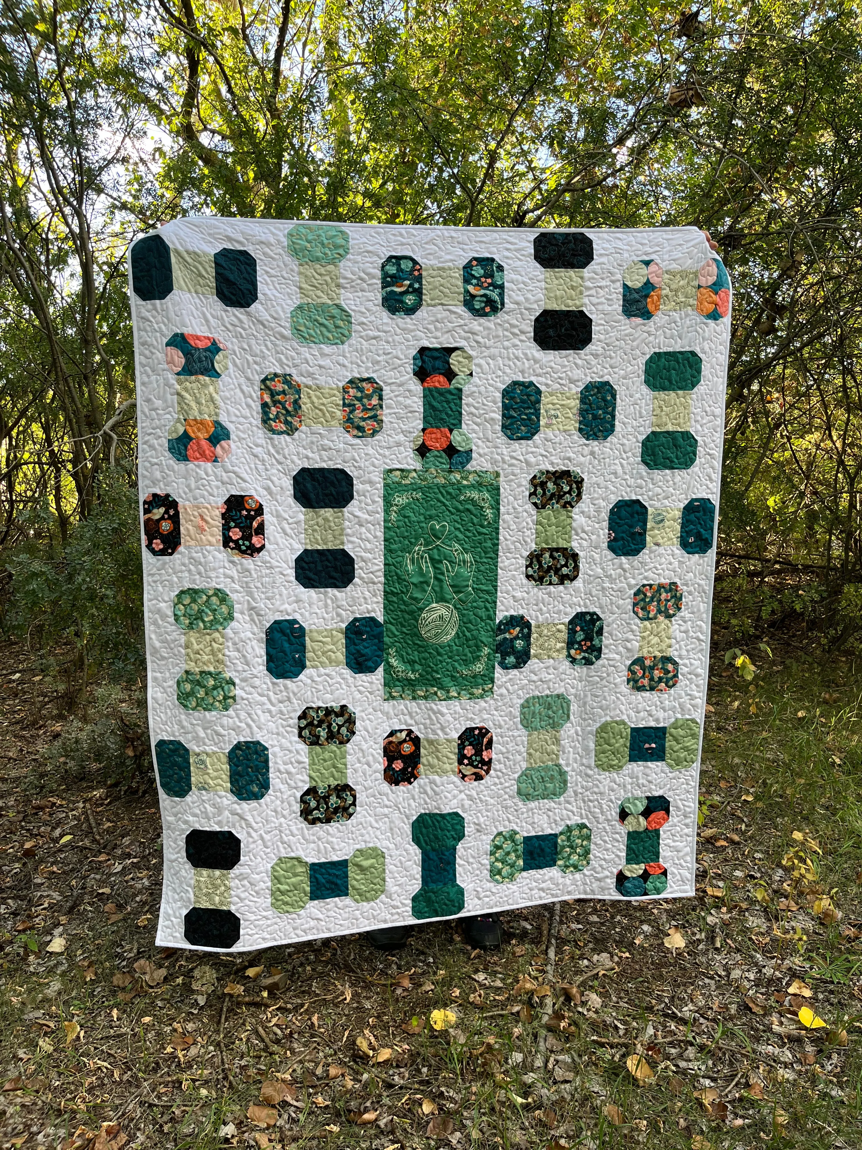 Yarn Themed Throw Quilt 60” x 72”