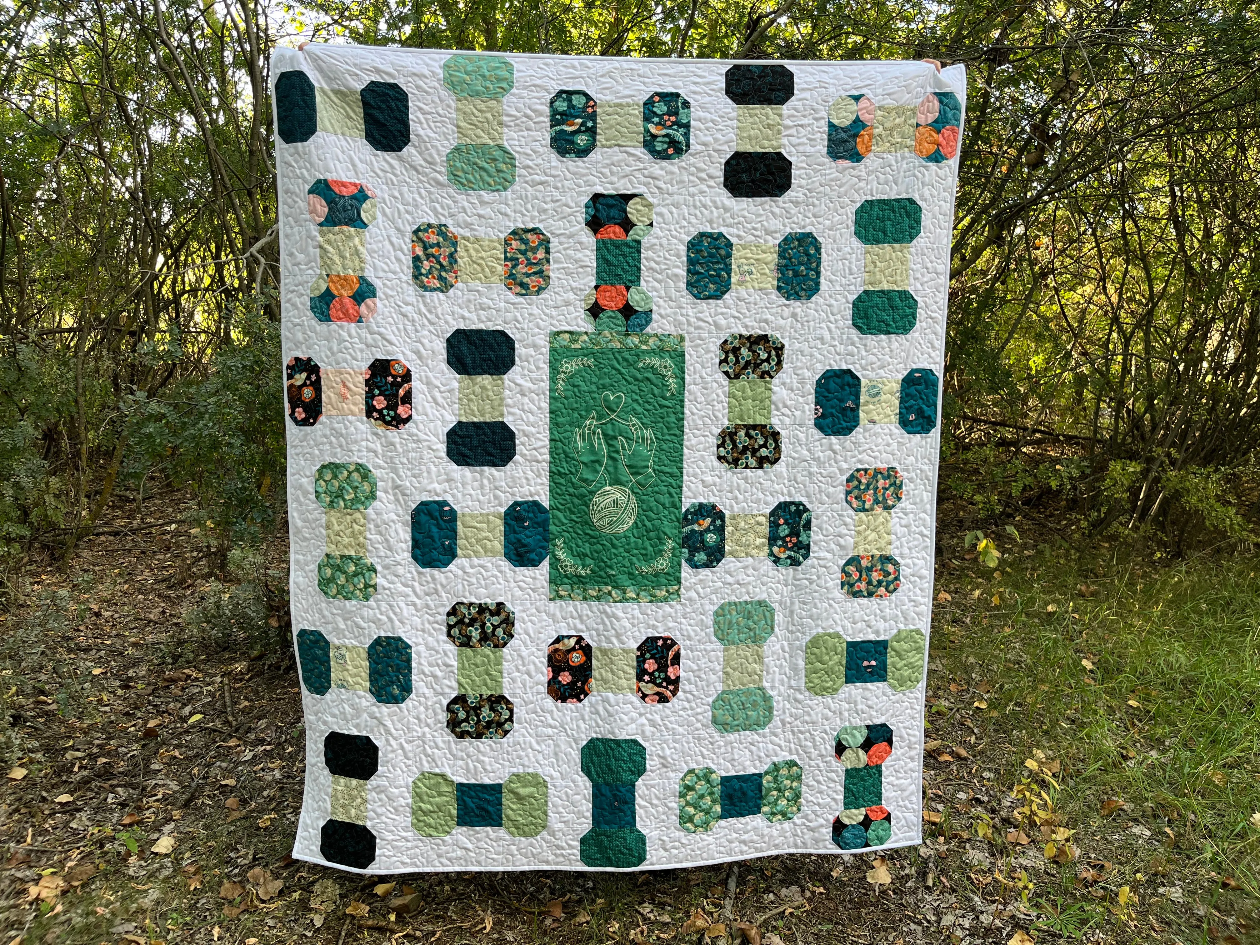 Yarn Themed Throw Quilt 60” x 72”