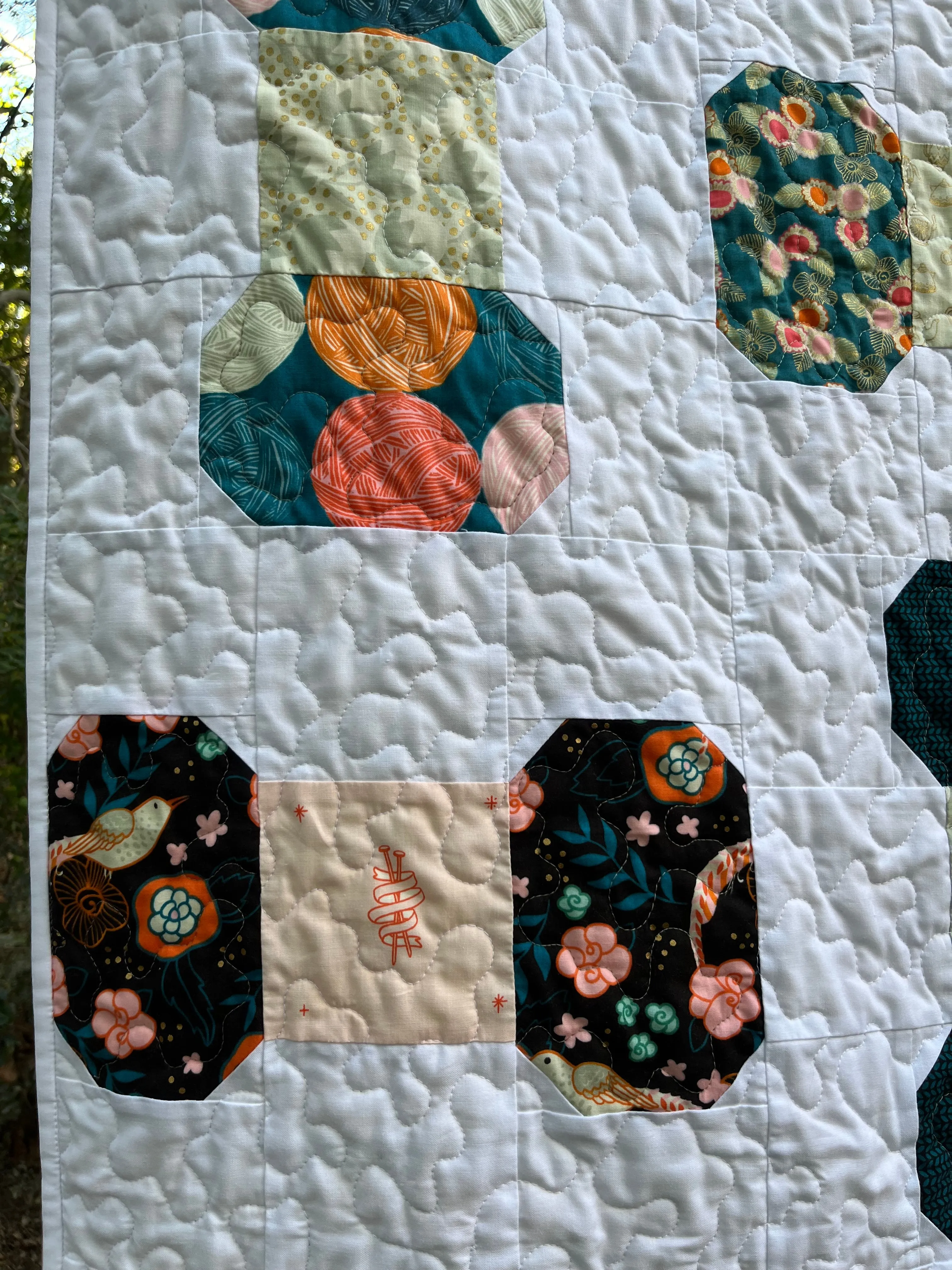 Yarn Themed Throw Quilt 60” x 72”