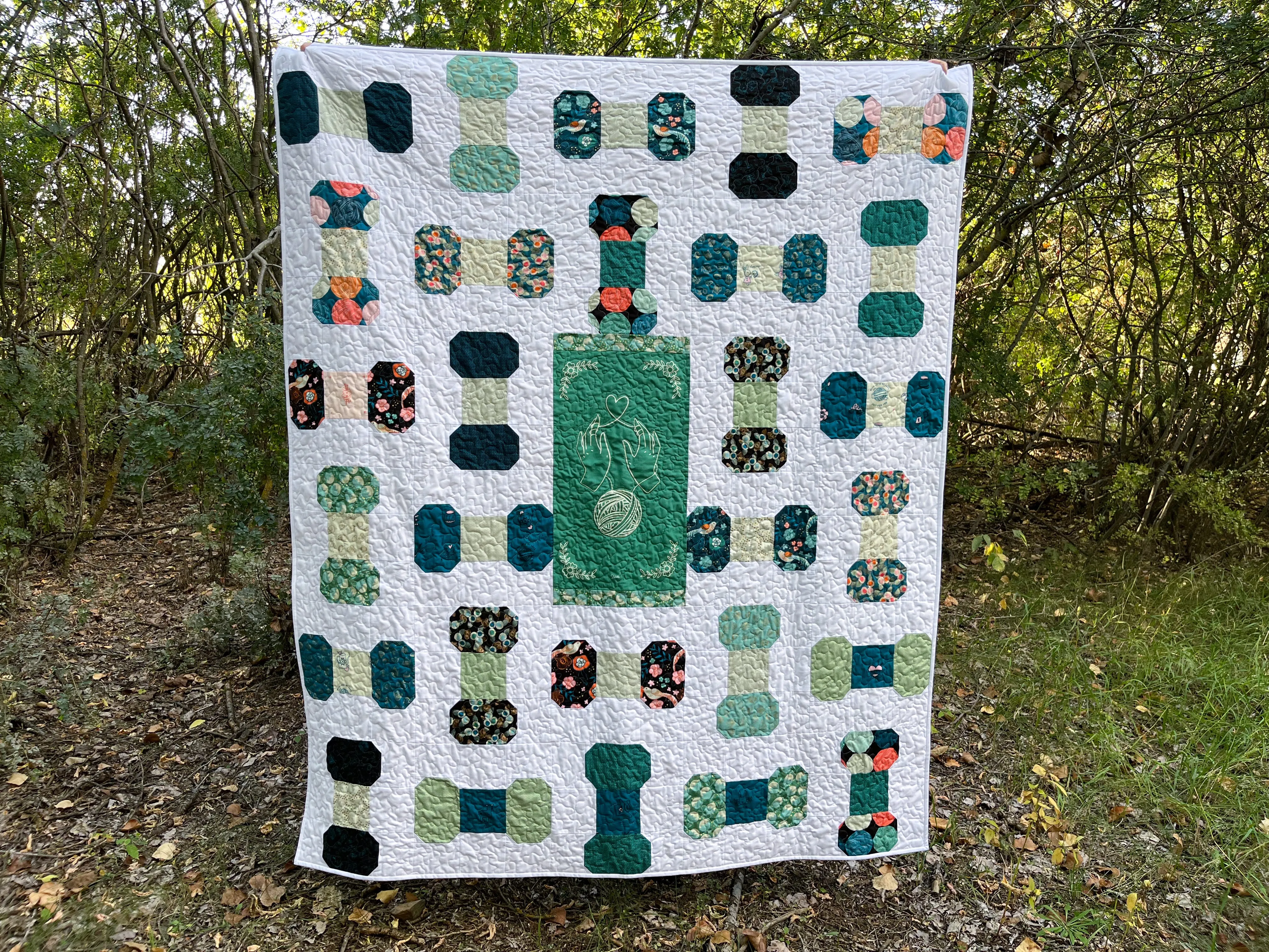 Yarn Themed Throw Quilt 60” x 72”