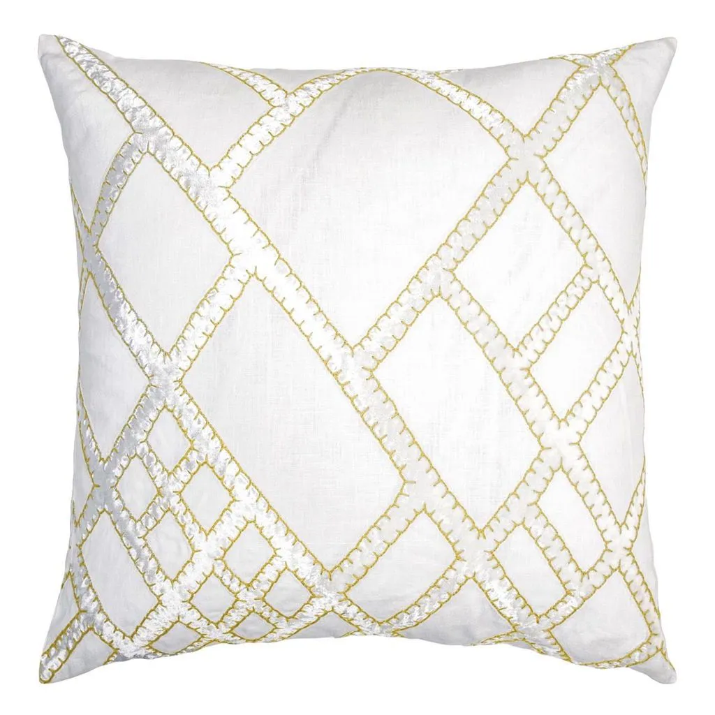 Yellow Net Velvet Appliqué Pillow by Kevin O'Brien Studio