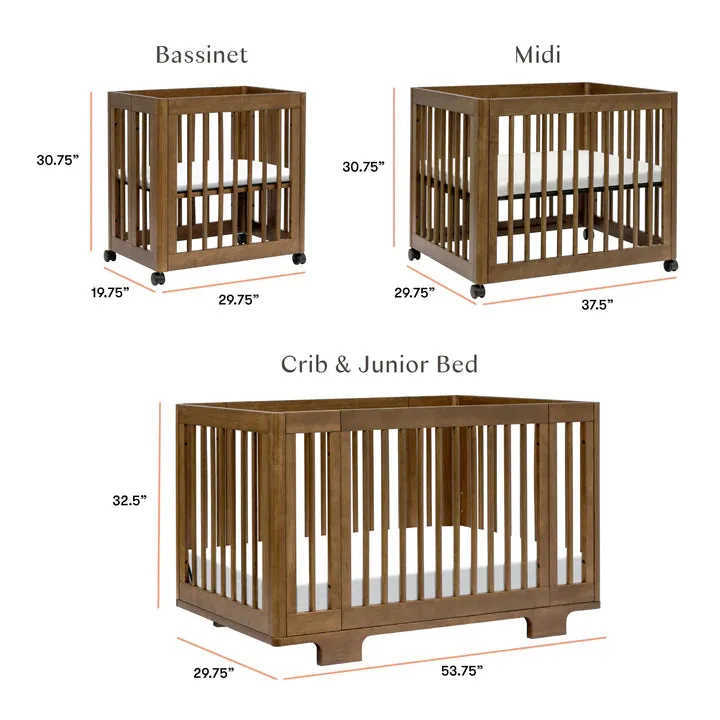 Yuzu 8-in-1 Convertible Crib with All-Stages Conversion Kits | Natural Walnut